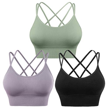 Evercute Cross Back Sport Bras Padded Strappy Criss Cross Cropped Bras for Yoga Workout Fitness Low ...