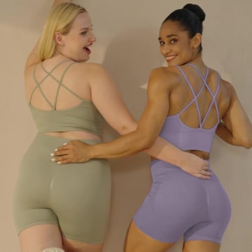 Evercute Cross Back Sport Bras Padded Strappy Criss Cross Cropped Bras for Yoga Workout Fitness Low Impact