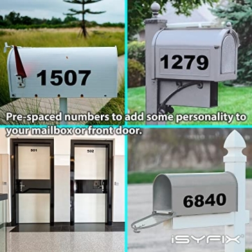 Personalize Your Home with iSYFIX 4 Inch Black Vinyl Number Stickers - Pre-Spaced and Easy to Apply ...