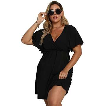 HOBIBEAR Plus Size Summer Dress - Mini Wrap Dresses for Women