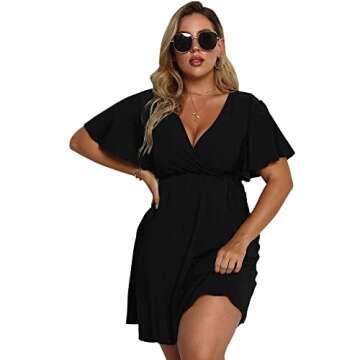 Plus Size Summer Dress by HOBIBEAR - Sexy Wrap Mini Dress