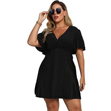 Plus Size Summer Dress by HOBIBEAR - Sexy Wrap Mini Dress
