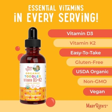 MaryRuth Organic Vitamin D3 K2 Drops for Toddlers 1 Fl Oz