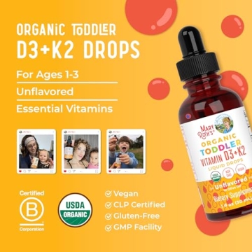 MaryRuth Organic Vitamin D3 K2 Drops for Toddlers 1 Fl Oz