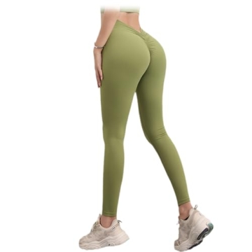 V-Back Gym Legging, V Back Scrunch Butt Lift Workout Leggings for Women, Sculpting V-Back Ruched Yog...