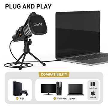 TONOR USB Microphone for PC, Cardioid Condenser Computer Mic with Tripod Stand, Pop Filter, Shock Mo...
