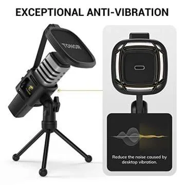 TONOR USB Microphone for PC, Cardioid Condenser Computer Mic with Tripod Stand, Pop Filter, Shock Mount for Gaming, Streaming, Podcasting, YouTube