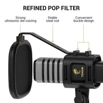 TONOR USB Microphone for PC, Cardioid Condenser Computer Mic with Tripod Stand, Pop Filter, Shock Mount for Gaming, Streaming, Podcasting, YouTube