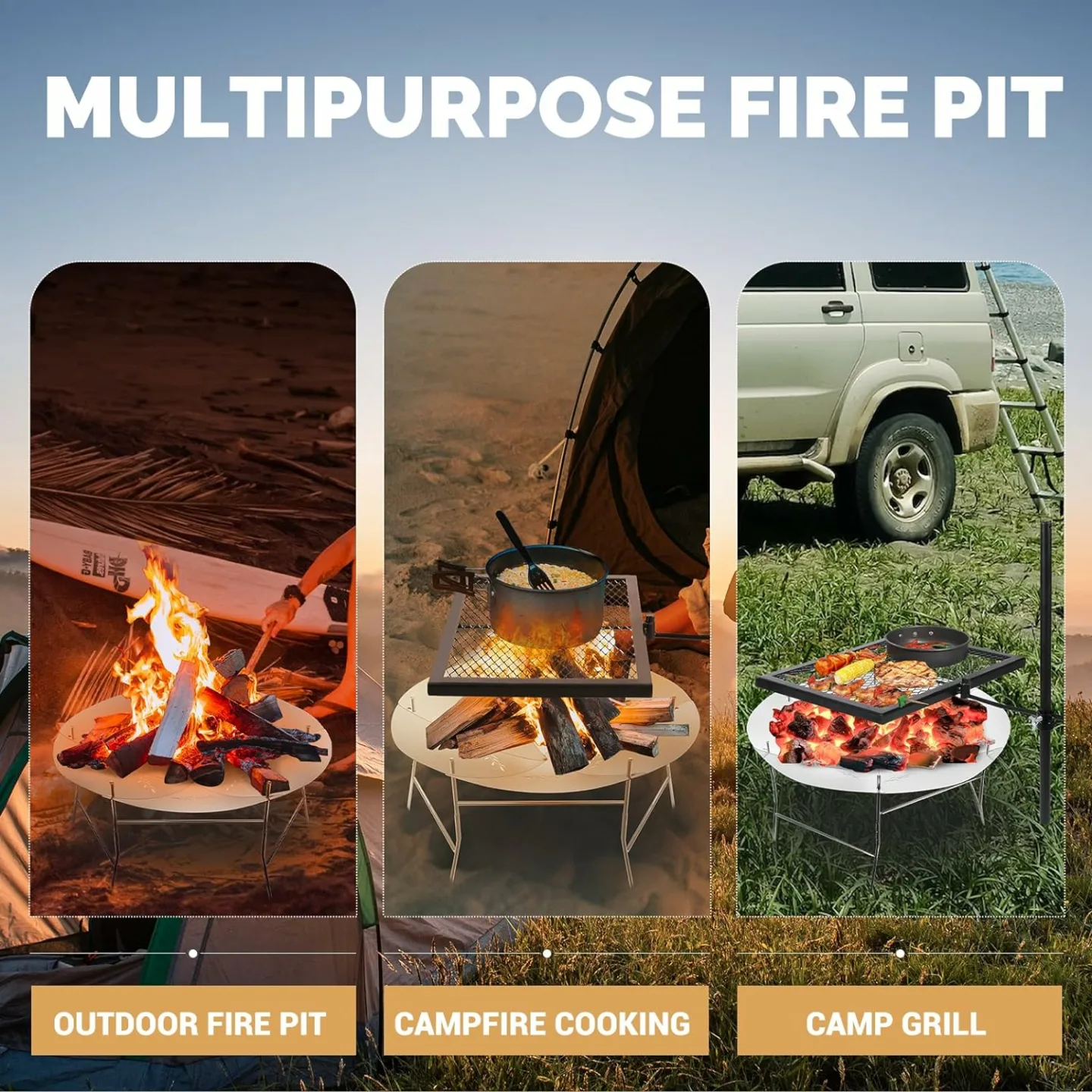 Portable Outdoor Fire Pit - Collapsible 17 Inch Design