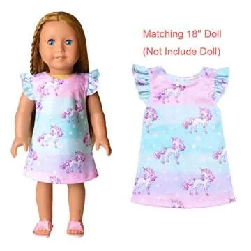 Girls & Dolls Star Unicorn Nightgowns - Size 10 11