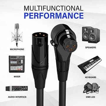 LyxPro XLR Female to Male Mic Cord - 6 Feet Durable Audio Cable