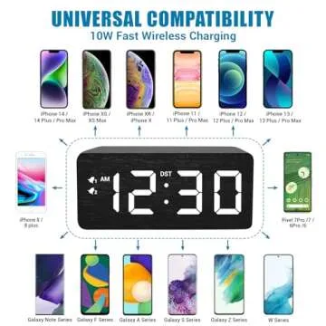 URAYCO Wood Digital Alarm Clock with Fast Charging