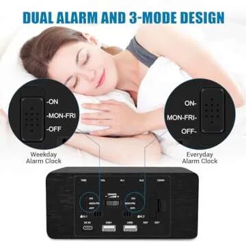 URAYCO Wood Digital Alarm Clock with Fast Charging
