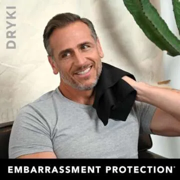 DRYKI Sweat Absorbing Handkerchiefs - Quick-Dry Microfiber Sweat Rags & Towels for Face, Hands, & Body - Perfect for Gym, Sports, and Work (Classic Black, 5 Pack)