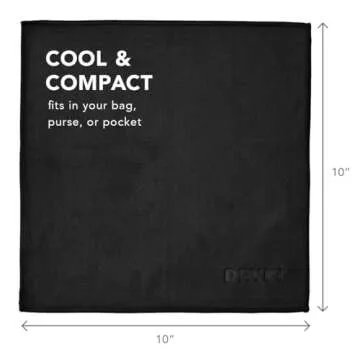 DRYKI Sweat Absorbing Handkerchiefs - Quick-Dry Microfiber Sweat Rags & Towels for Face, Hands, & Body - Perfect for Gym, Sports, and Work (Classic Black, 5 Pack)