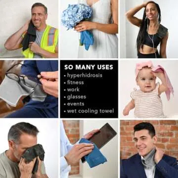 DRYKI Sweat Absorbing Handkerchiefs - Quick-Dry Microfiber Sweat Rags & Towels for Face, Hands, & Body - Perfect for Gym, Sports, and Work (Classic Black, 5 Pack)