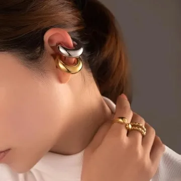 Stylish Non-Pierced Silver Cuff Earrings for Women