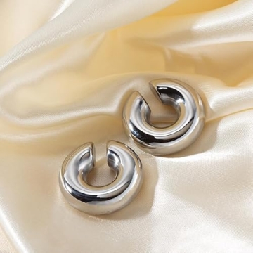 Stylish Non-Pierced Silver Cuff Earrings for Women