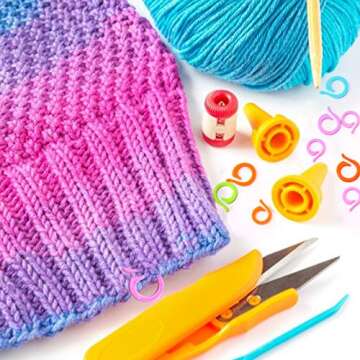 AIEX 120pcs Knitting Stitch Markers, 60 Large + 60 Small Plastic Crochet Stitch Markers, Knitting Stitch Rings for Sewing Knitting DIY and Handmade Crafts (Random Colors)