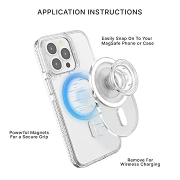 PopSockets Phone Grip Compatible with MagSafe®, Phone Holder, Wireless Charging Compatible, Pill-Shaped Grip - Clear