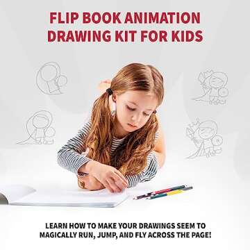SpiceBox Flip Book Animation Cartoon Drawing Kit for Kids, Learn How to Draw, Children's Arts and Cr...
