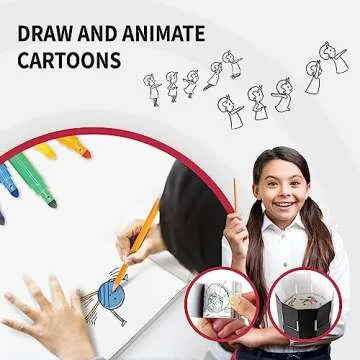 SpiceBox Flip Book Animation Cartoon Drawing Kit for Kids, Learn How to Draw, Children's Arts and Crafts Coloring Activity Set for Young Artist, Petit Picasso, 13 Dynamic Projects
