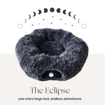 Large Cat Cave Tunnel Bed - Cat Donut Tunnel Bed with Soft Mat and Plush Ball Toy - Fluffy Cat Tube ...