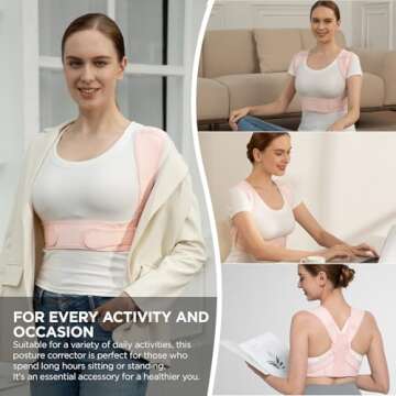 Posture Corrector for Women and Men, Adjustable Upper Back Brace for Clavicle Support and Providing Pain Relief from Neck, Shoulder, and Upper Back (S/M)