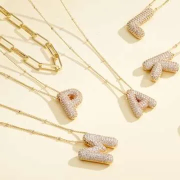 Ascona Bubble Letter Necklace - Personalized Initial Jewelry