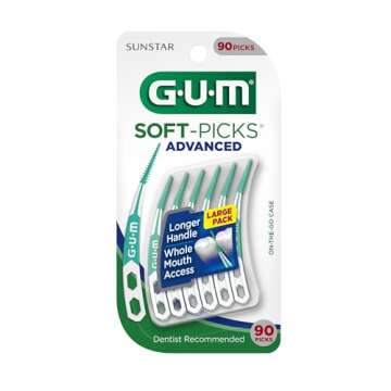 GUM Soft-Picks Advanced, Easy to Use Dental Picks for Teeth Cleaning and Gum Health, Disposable Inte...