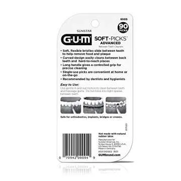 GUM Soft-Picks Advanced, Easy to Use Dental Picks for Teeth Cleaning and Gum Health, Disposable Interdental Brushes with Convenient Carry Case, Dentist Recommended Dental Picks, 90ct