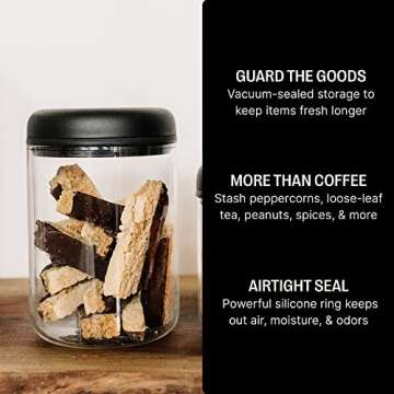 Fellow Atmos Vacuum Coffee Canister & Food Storage Container Bundle - Airtight Coffee and Food Stora...