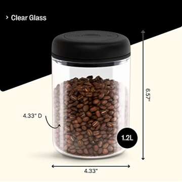 Fellow Atmos Vacuum Coffee Canister & Food Storage Container Bundle - Airtight Coffee and Food Storage Containers - 0.4 L and 1.2 L - Clear Glass