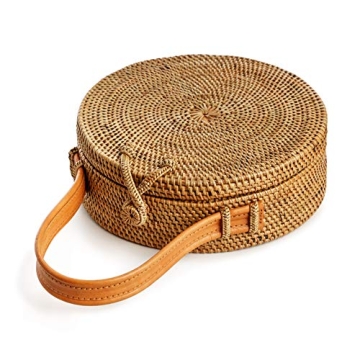 Novum Crafts Round Rattan Bag - Handmade Crossbody Beach Bags