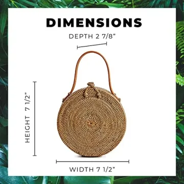 Novum Crafts Round Rattan Bag - Handmade Crossbody Beach Bags