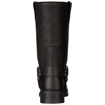 Ad Tec RIDETECS Mens 13in Harness Straps Heavy Duty Oiled Leather Motorcycle Boots, Black - Waterproof, Soft Toe, and Heel Motocross Boots For Men