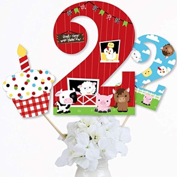 Big Dot of Happiness 2nd Birthday Farm Animal Centerpieces