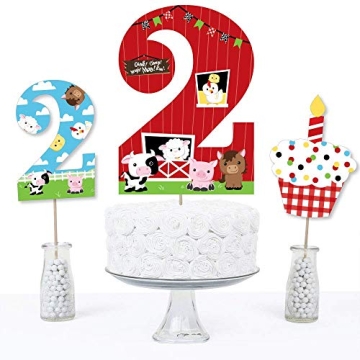 Big Dot of Happiness 2nd Birthday Farm Animal Centerpieces