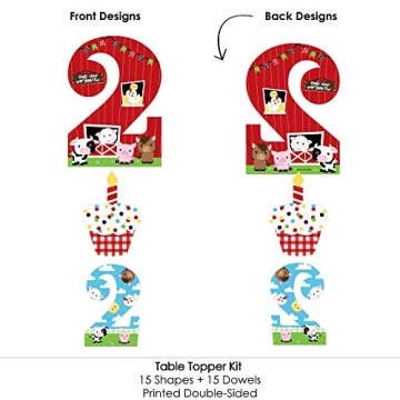 Big Dot of Happiness 2nd Birthday Farm Animal Centerpieces