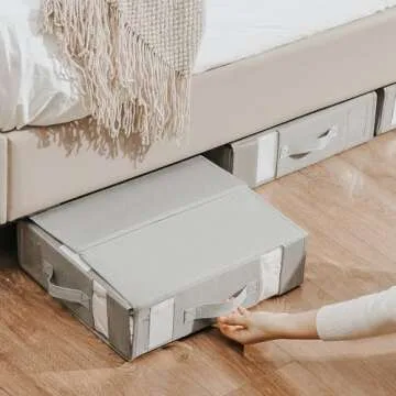 DIMJ Bed Sheet Organizers and Storage 6 Pack - Foldable Sheet Organizer for Linen Closet, Bedding Storage Box for organization, Sheets Set Holder for Blanke, Towel (King & Queen Size), Grey