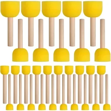 30 Pcs Round Sponges Brush Set, Round Sponge Brushes for Painting, Paint Sponges for Acrylic Paintin...