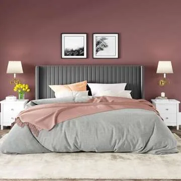 Elegant Allewie King Size Velvet Bed Frame with Easy Assembly