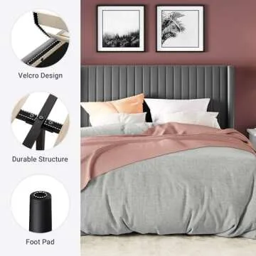 Elegant Allewie King Size Velvet Bed Frame with Easy Assembly