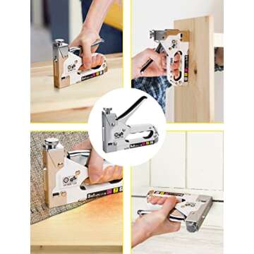 WETOLS Upholstery Staple Gun, Heavy Duty Staple Gun, 3 in 1 Manual Stapler Gun with 2400 Staples, Power Brad Nailer for Wood, Material Repair, Carpentry, Decoration, Furniture, DIY - WE808