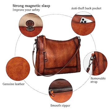 Iswee Retro Leather Crossbody Purse for Modern Women