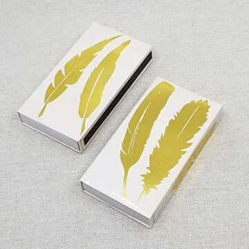 HomArt Matches in Gold Feather Box