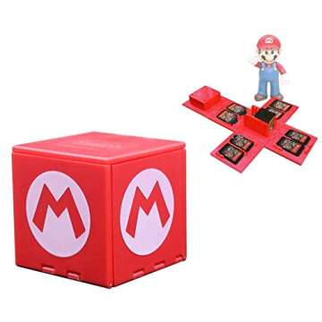 dainslef Foldable Mario Game Storage Box for Switch Game Cards Up,for Nintendo Switch Game Card Case Up to 16 Game Cards Mario-M…