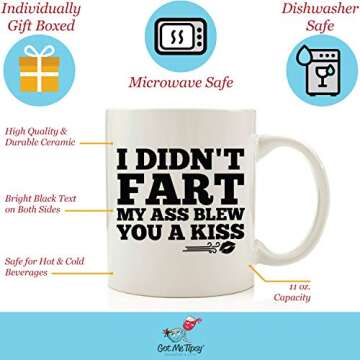 Got Me Tipsy I Didn't Fa-t, My A- Blew You A Kiss Funny Coffee Mug 11 oz - Christmas Gift For Men - ...