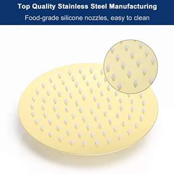 NearMoon Rain Shower Head, Ultra-Thin Design-Pressure Boosting, Awesome Some Experience, High Flow Stainless Steel Rainfall Head (8 Inch,Chrome Gold)