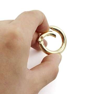 JCBIZ 6pcs 19x29mm Round Spring Snap Hooks Clip DIY Accessories for Handbag Purse Shoulder Strap Key Chains Buckle Zinc Alloy Circle Round Metal Spring Key Ring(Gold)